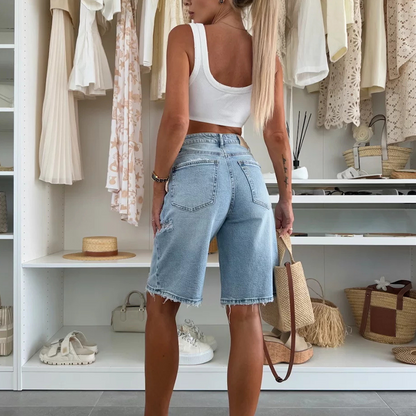 🌸Sommar Hot Sale 50%OFF🌸Retro Destroyed Denim Midi Pants