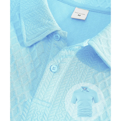 2-delat set med kortärmad topp och shorts med dragsko för män med diamantmönster och nedfällbar krage