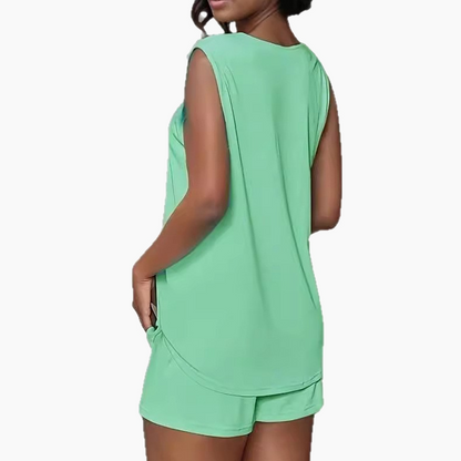 🎉Sista dagen på rean – 50 % rabatt✨2-delat set med ärmlös linne och shorts
