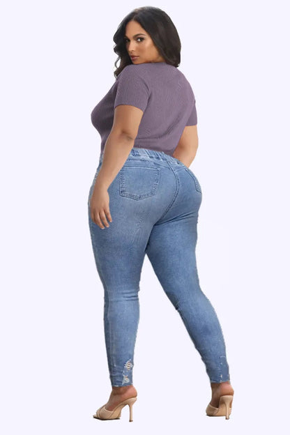 Skinny Stretch Ripped Jeans för kvinnor