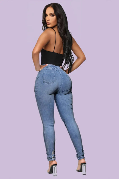 Skinny Stretch Ripped Jeans för kvinnor