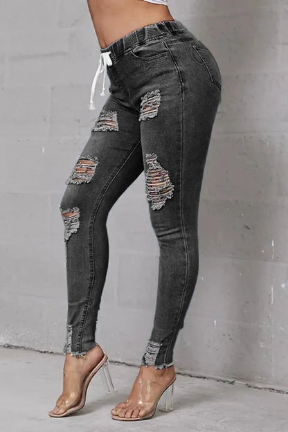 Skinny Stretch Ripped Jeans för kvinnor