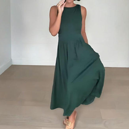 Elegant klänning med rund hals för kvinnor👗