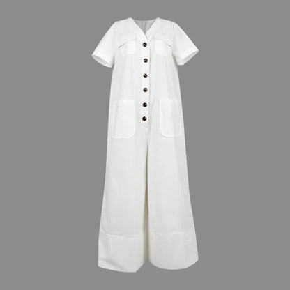 V-ringad lös jumpsuit för kvinnor