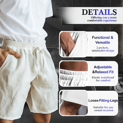 （S-3XL）🌿Elastiska shorts med dragsko för män i enfärgat tyg