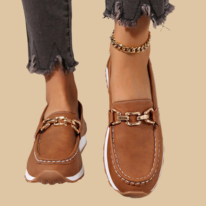 Elegant enfärgad dammodell med tjock sula Loafers