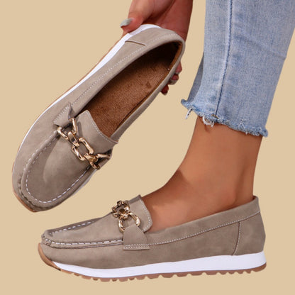 Elegant enfärgad dammodell med tjock sula Loafers