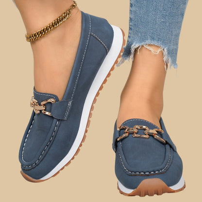 Elegant enfärgad dammodell med tjock sula Loafers
