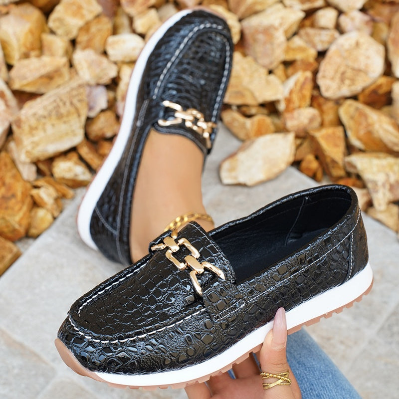 Elegant enfärgad dammodell med tjock sula Loafers