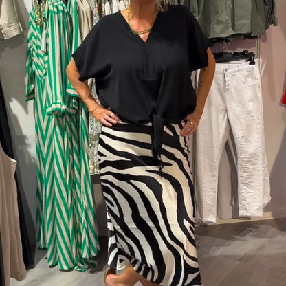 Knot Front Blouse & Midi Skirt Casual Set för kvinnor