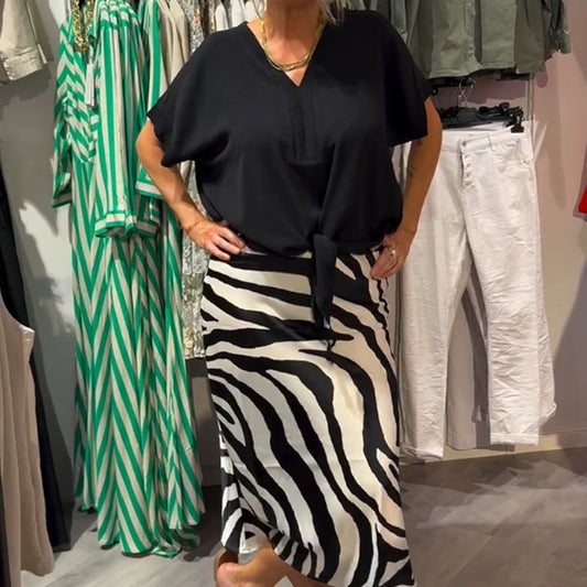 Knot Front Blouse & Midi Skirt Casual Set för kvinnor