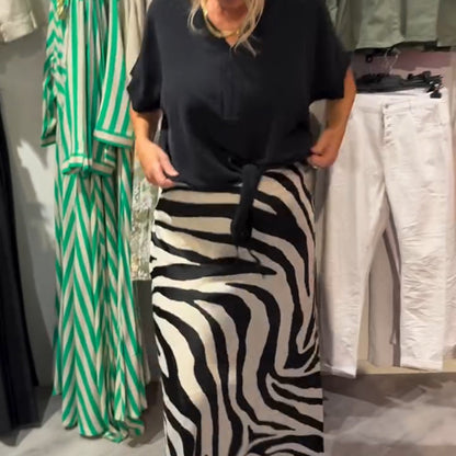 Knot Front Blouse & Midi Skirt Casual Set för kvinnor