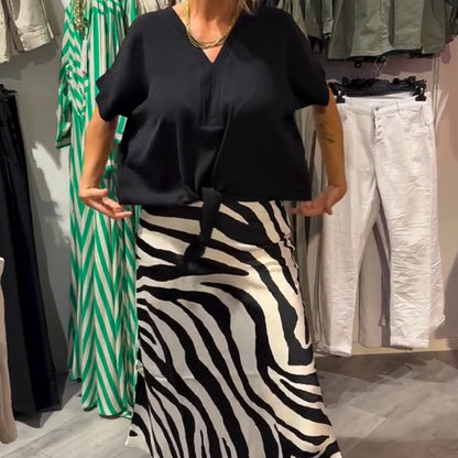 Knot Front Blouse & Midi Skirt Casual Set för kvinnor