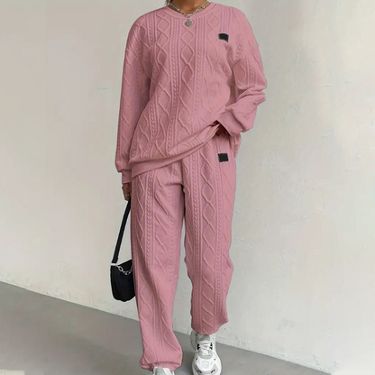 Bästsäljare🔥 🧵 Kabelstickat set med tröja och byxor