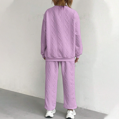Bästsäljare🔥 🧵 Kabelstickat set med tröja och byxor