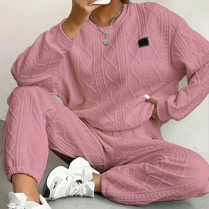 Bästsäljare🔥 🧵 Kabelstickat set med tröja och byxor