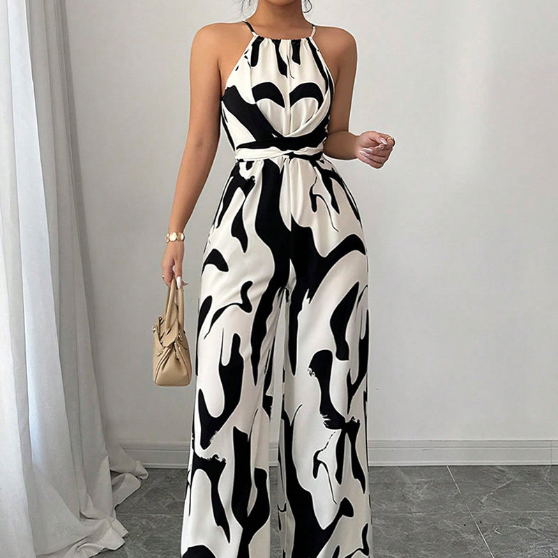 💥Modig färgblockerad halterneck-jumpsuit