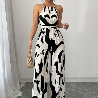 💥Modig färgblockerad halterneck-jumpsuit