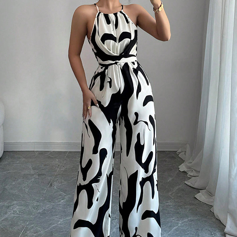💥Modig färgblockerad halterneck-jumpsuit