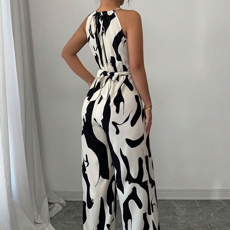 💥Modig färgblockerad halterneck-jumpsuit