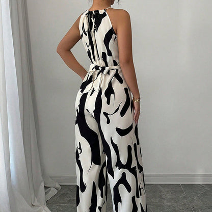 💥Modig färgblockerad halterneck-jumpsuit