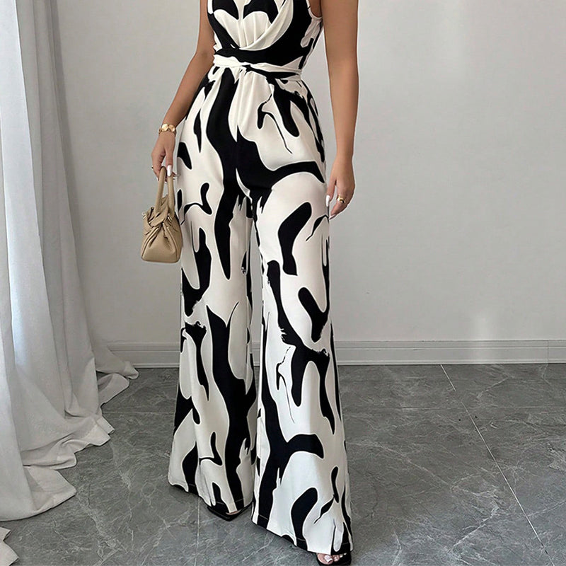 💥Modig färgblockerad halterneck-jumpsuit