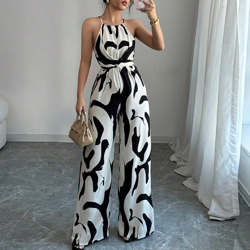 💥Modig färgblockerad halterneck-jumpsuit