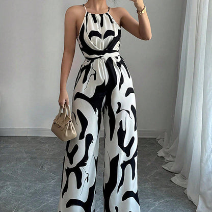 💥Modig färgblockerad halterneck-jumpsuit