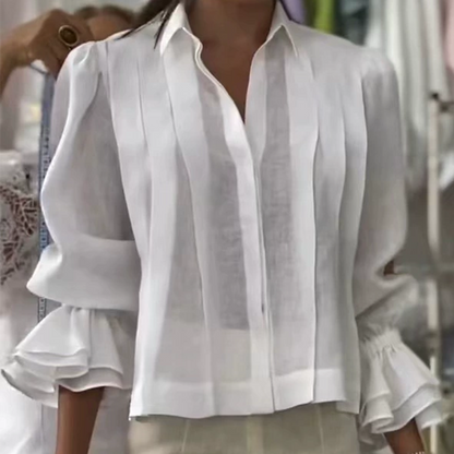 Graceful Ruffle Sleeve Shirt med veck
