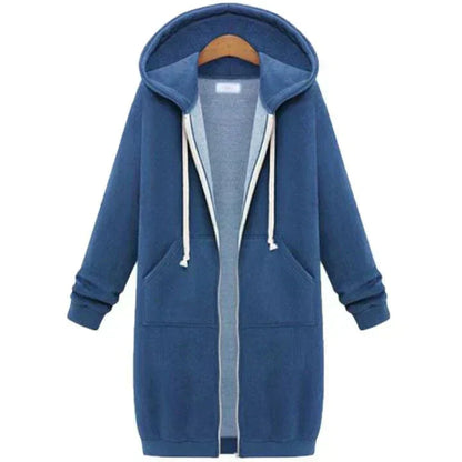 Lång sweatshirt med huva för kvinnor