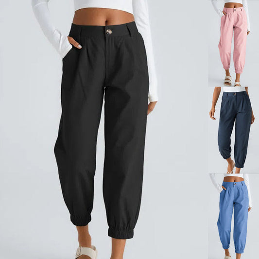 Casual Tapered Pants med sidofickor för kvinnor