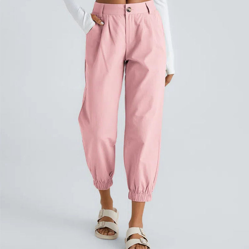 Casual Tapered Pants med sidofickor för kvinnor