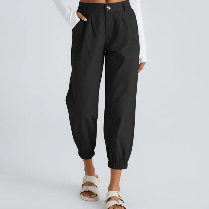 Casual Tapered Pants med sidofickor för kvinnor