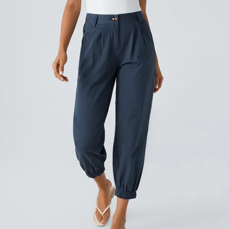 Casual Tapered Pants med sidofickor för kvinnor