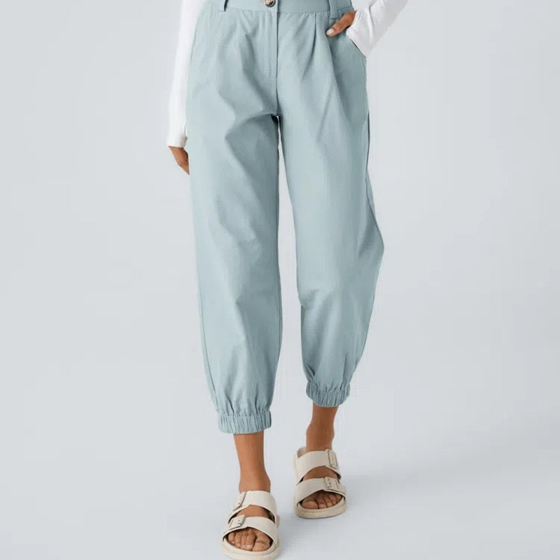 Casual Tapered Pants med sidofickor för kvinnor