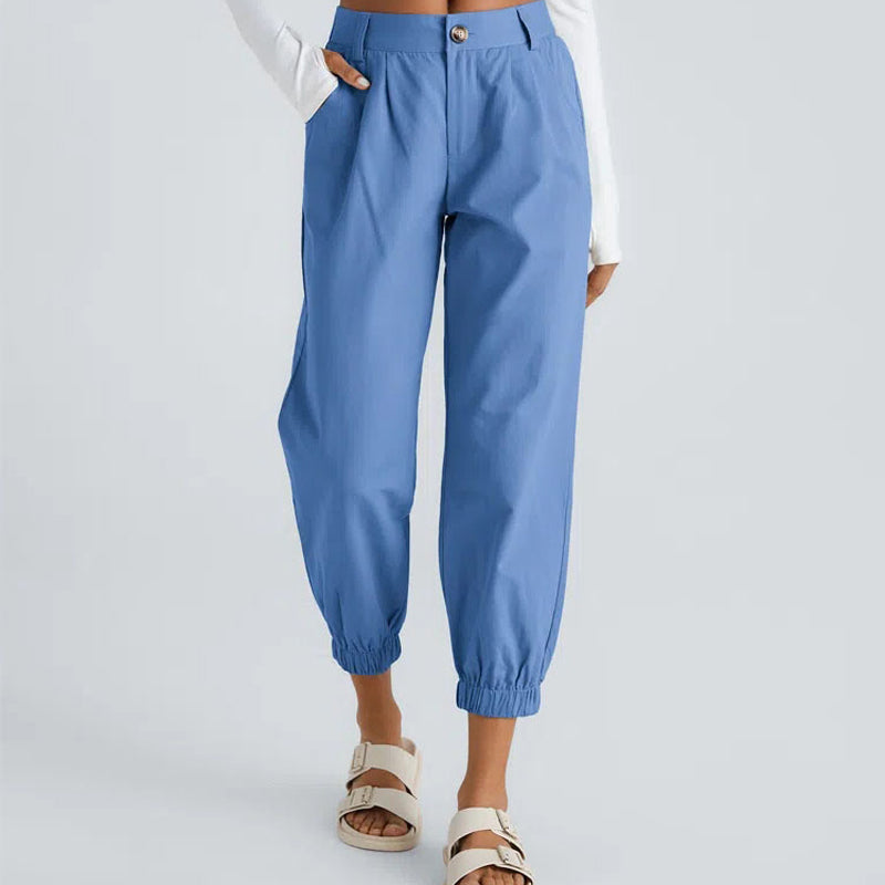 Casual Tapered Pants med sidofickor för kvinnor