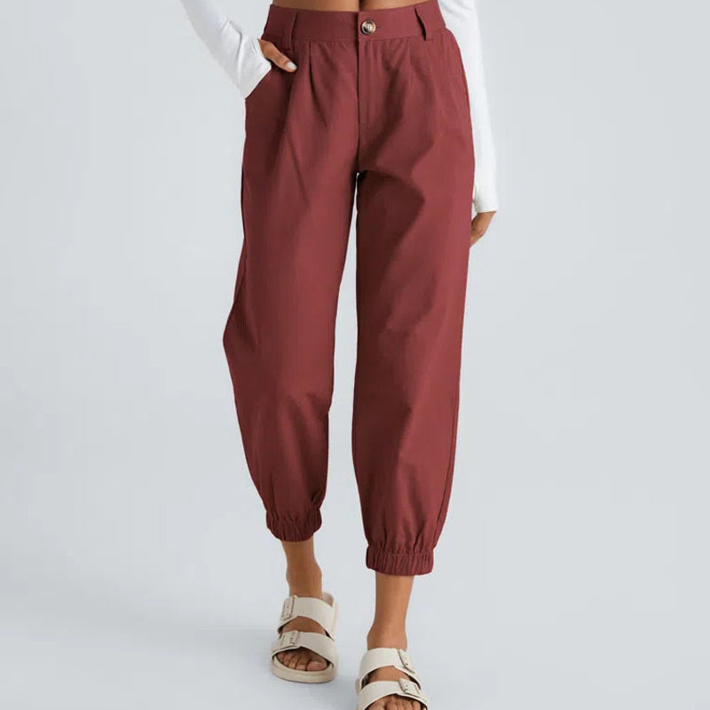 Casual Tapered Pants med sidofickor för kvinnor