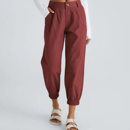 Casual Tapered Pants med sidofickor för kvinnor