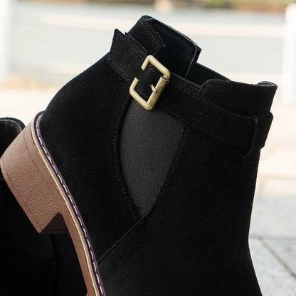 🎁  Varm försäljning 49% rabatt🔥Ankelkängor med solid elastisk lågklack för kvinnor