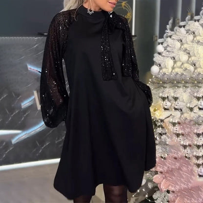 ✨💋Glittrande patchworkklänning med paljetter för kvinnor🥂