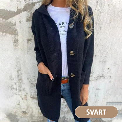 🔥SISTA DAGEN REA 50 % RABATT🔥Damkofta med knappar och huva