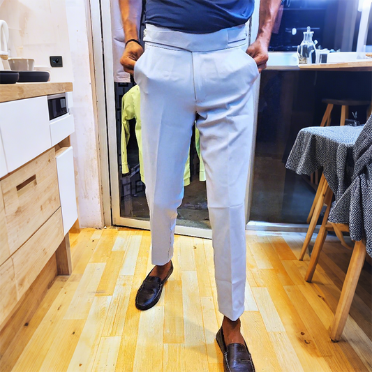 Chic Cropped Pants With Crossover Waistband