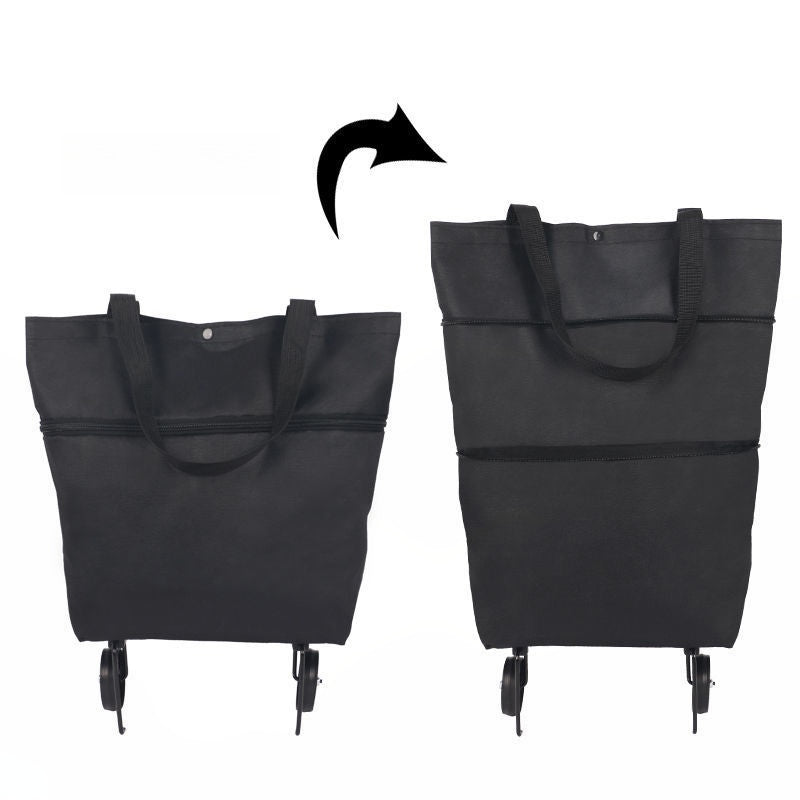 🧳 2‑i‑1 Hopfällbar Shoppingvagn – Stor Kapacitet & Slitstarkt Oxford-tyg – Perfekt för Matbutik, Marknad, Camping & Resor 🌿