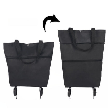 🧳 2‑i‑1 Hopfällbar Shoppingvagn – Stor Kapacitet & Slitstarkt Oxford-tyg – Perfekt för Matbutik, Marknad, Camping & Resor 🌿