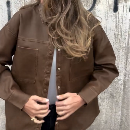 Casual knappjacka för damer med fickor