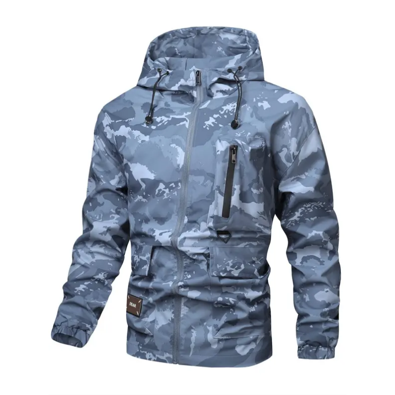Camouflage Huvjacka med Flera Fickor för Herrar