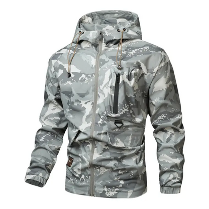 Camouflage Huvjacka med Flera Fickor för Herrar