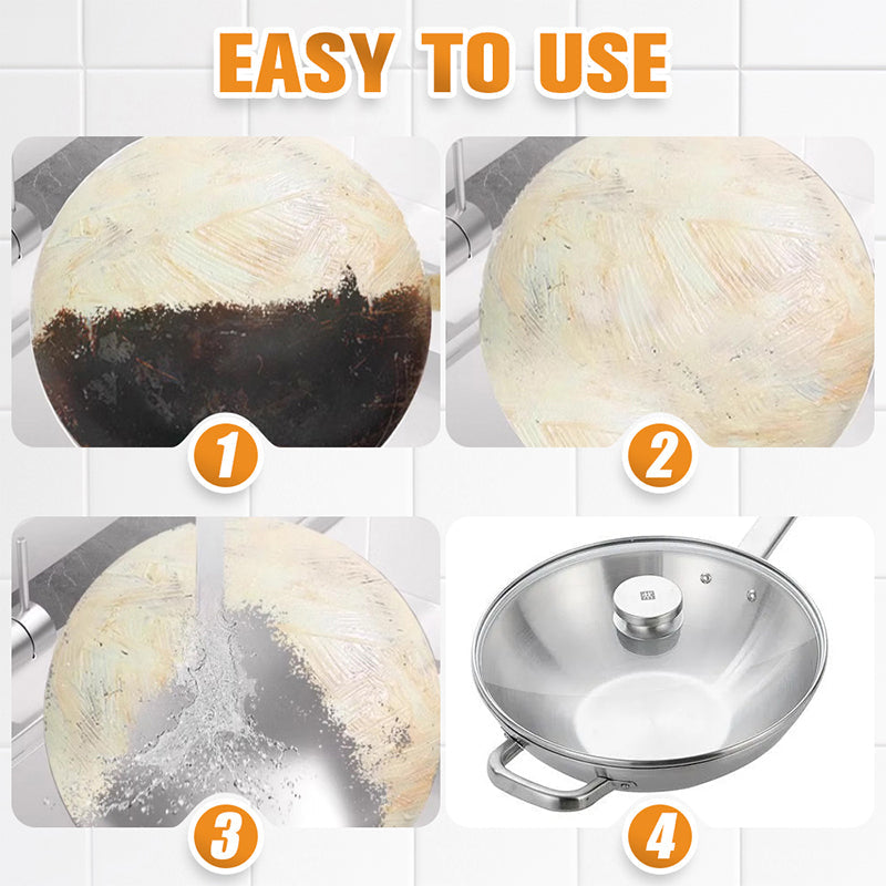 🧽 HET FÖRSÄLJNING - KÖP 2 FÅ 3! ✨ Kraftfull Bränd Restborttagare Pasta för Köksredskap - Giftfri Formula med Mikropolering för Kastruller, Pannor & Grillar 🔥🍳