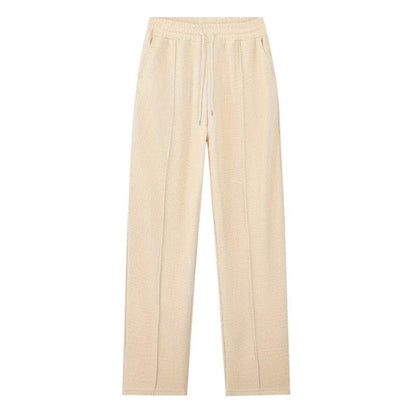 Herrset i Vaffelstickning – Collegetröja & Raka Byxor