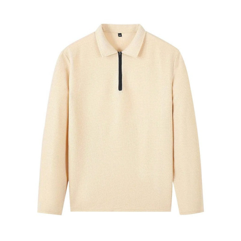 Herrset i Vaffelstickning – Collegetröja & Raka Byxor